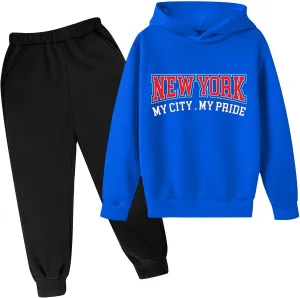 Toddler Boy's Sets Crewneck Pullover Hoodie and Jogger Sweatpants Set Letter Print Fall Winter Outfits