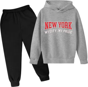 Toddler Boy's Sets Crewneck Pullover Hoodie and Jogger Sweatpants Set Letter Print Fall Winter Outfits