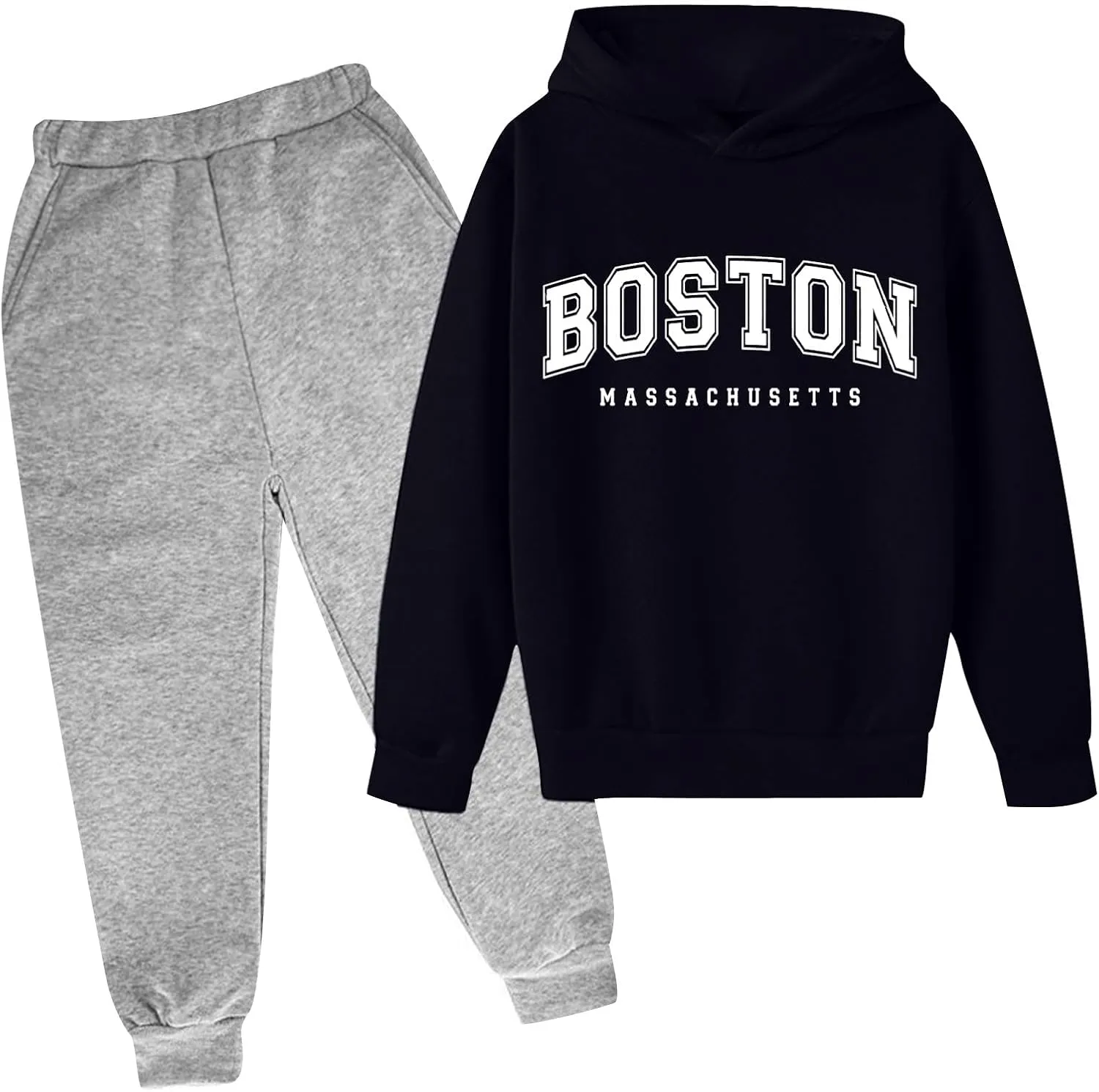 Toddler Boy's Sets Long Sleeve Pullover Hoodie and Jogger Sweatpants Set Letter Print Fall Winter Outfits