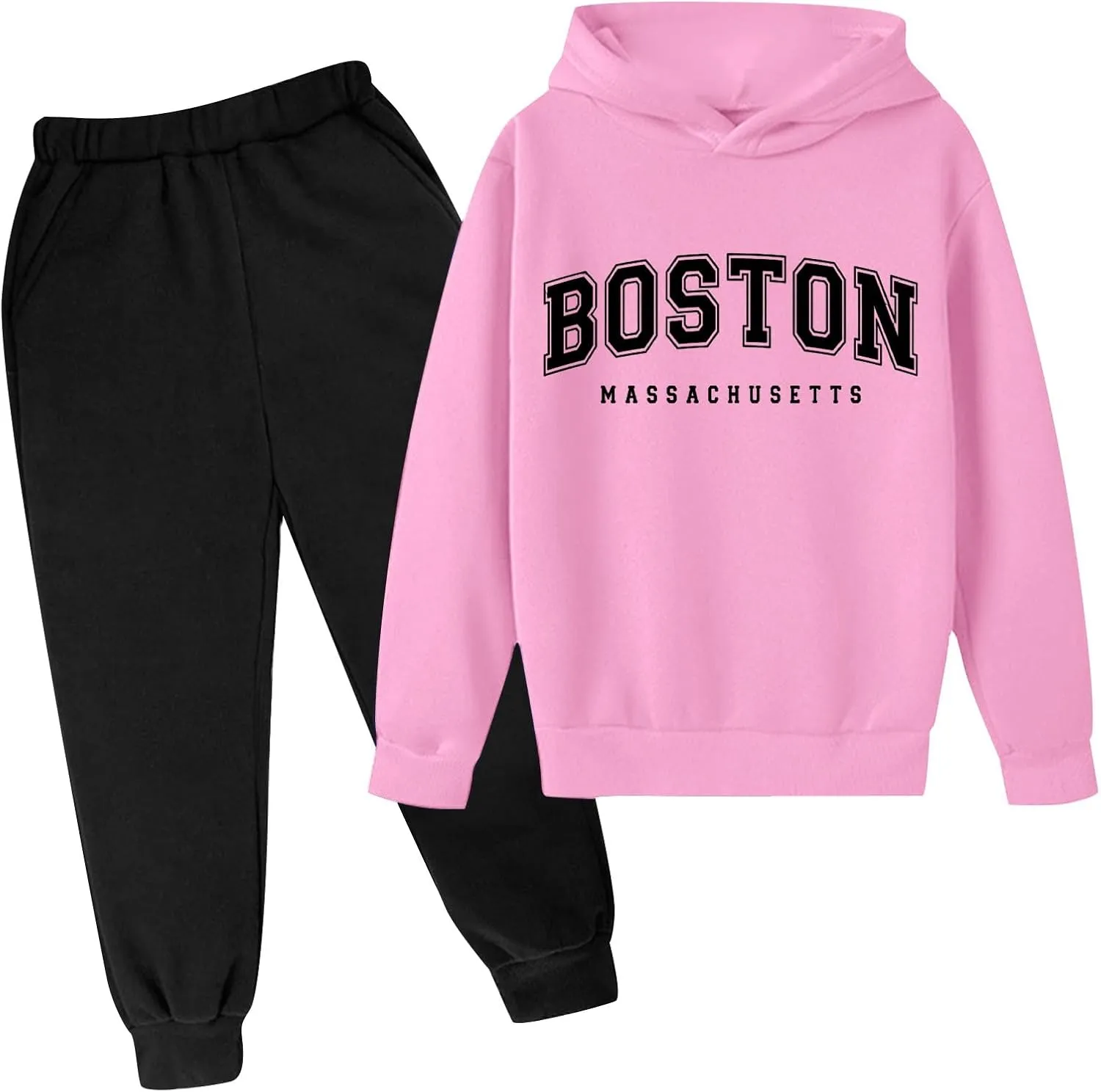 Toddler Boy's Sets Long Sleeve Pullover Hoodie and Jogger Sweatpants Set Letter Print Fall Winter Outfits