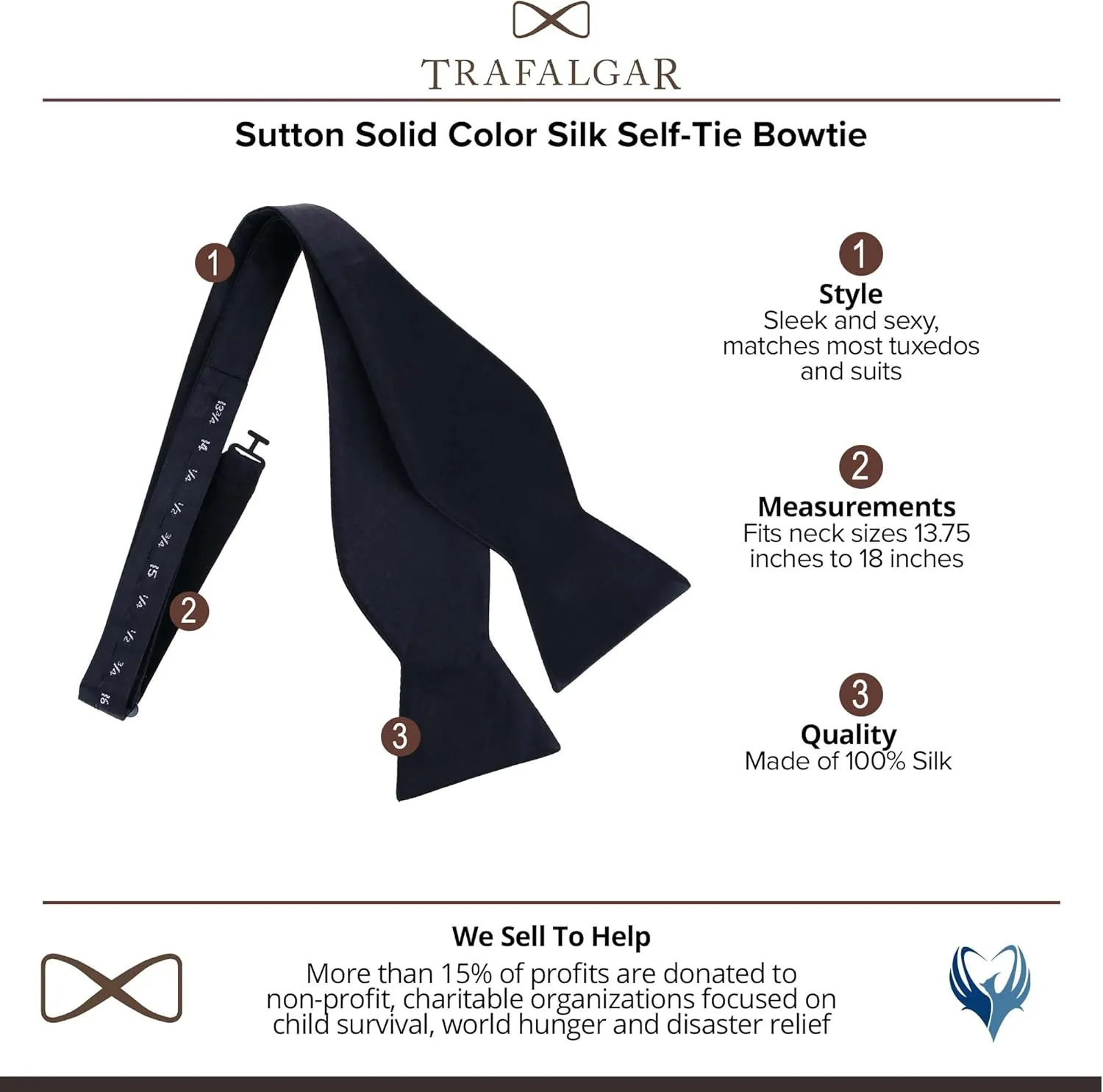 Trafalgar Men's Sutton Solid Color Silk Self-Tie Bow Tie