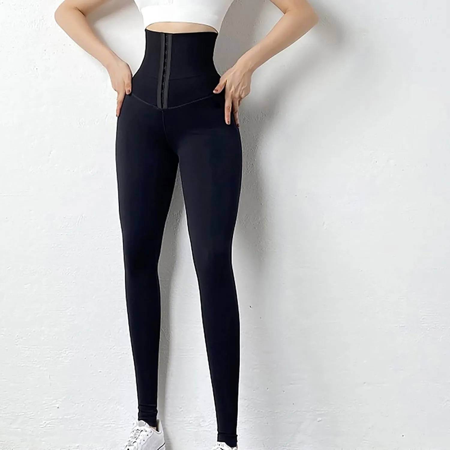 tuduoms Tummy Control Leggings for Women Body Shaping High Waist Corset Waist Cincher Trainer Yoga Pants for Working Out
