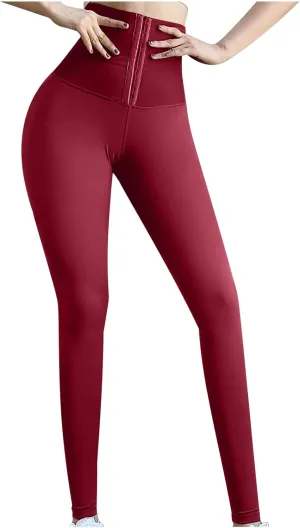 tuduoms Tummy Control Leggings for Women Body Shaping High Waist Corset Waist Cincher Trainer Yoga Pants for Working Out