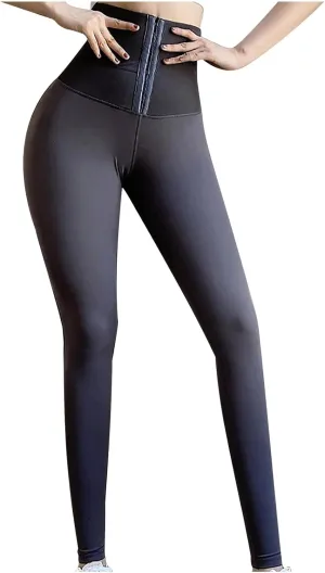 tuduoms Tummy Control Leggings for Women Body Shaping High Waist Corset Waist Cincher Trainer Yoga Pants for Working Out