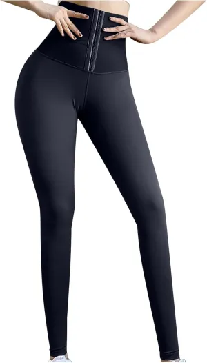 tuduoms Tummy Control Leggings for Women Body Shaping High Waist Corset Waist Cincher Trainer Yoga Pants for Working Out