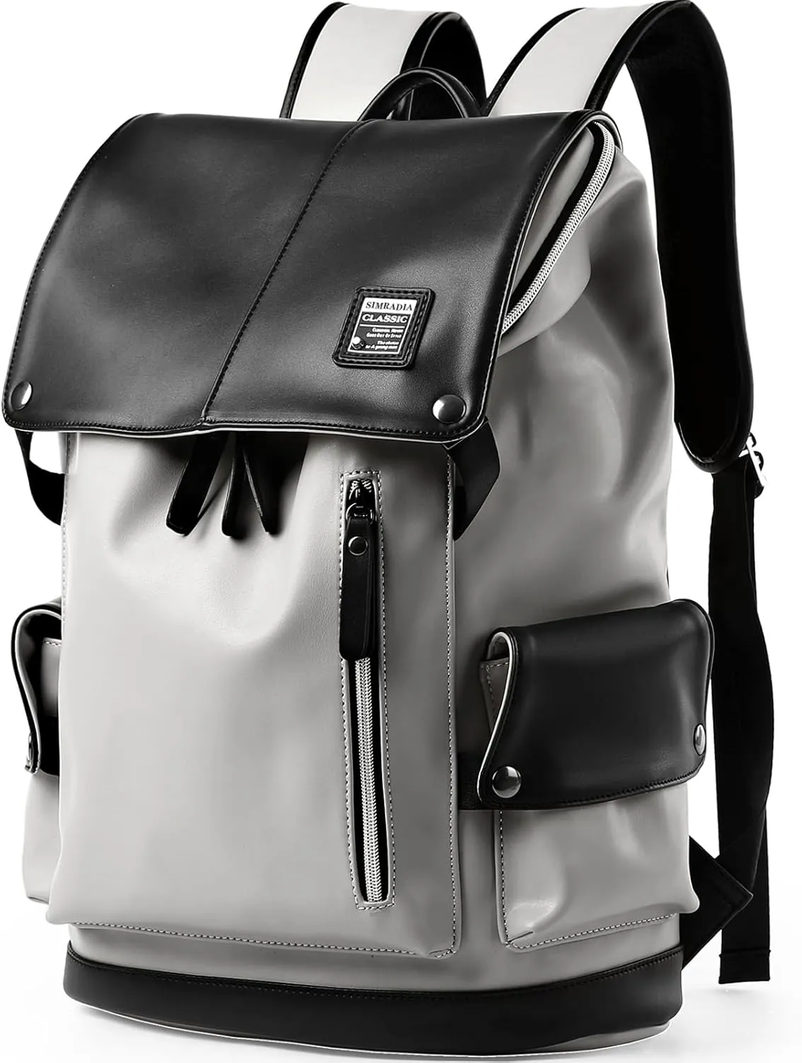 Vintage Leather Travel Backpack For Men Fit 15.6 inch Laptop Waterproof Large School Casual Bookbag Work College Smooth Zipper Backpack Gift