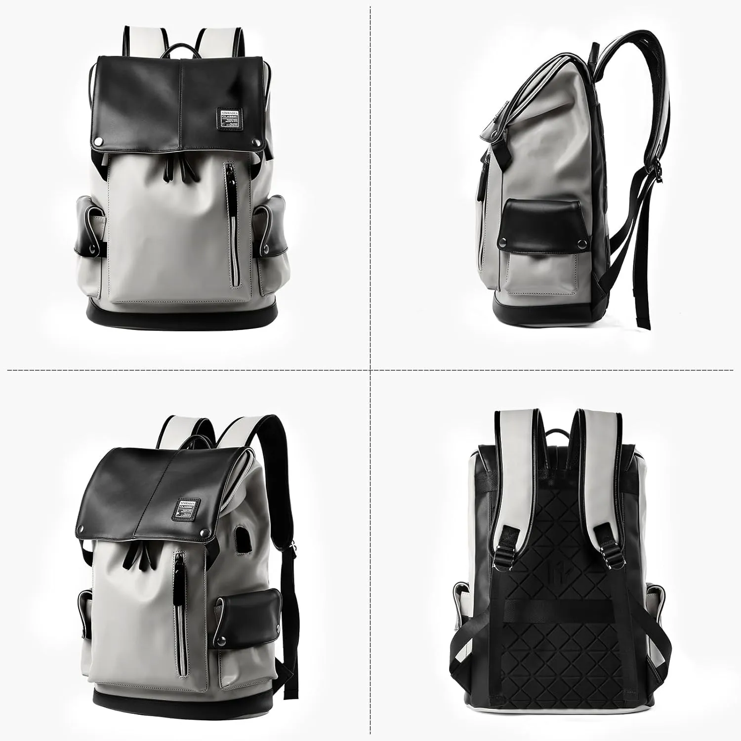 Vintage Leather Travel Backpack For Men Fit 15.6 inch Laptop Waterproof Large School Casual Bookbag Work College Smooth Zipper Backpack Gift