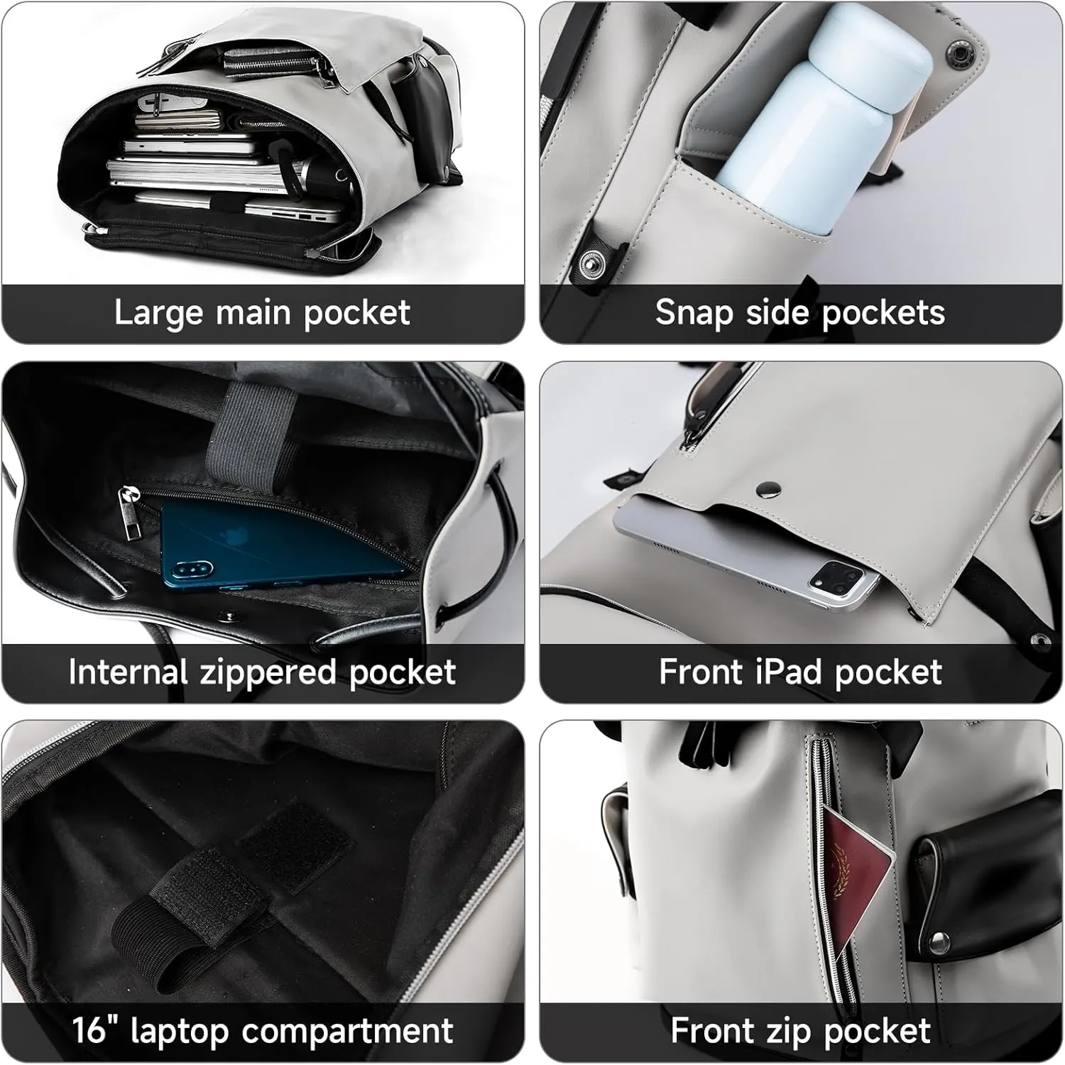 Vintage Leather Travel Backpack For Men Fit 15.6 inch Laptop Waterproof Large School Casual Bookbag Work College Smooth Zipper Backpack Gift