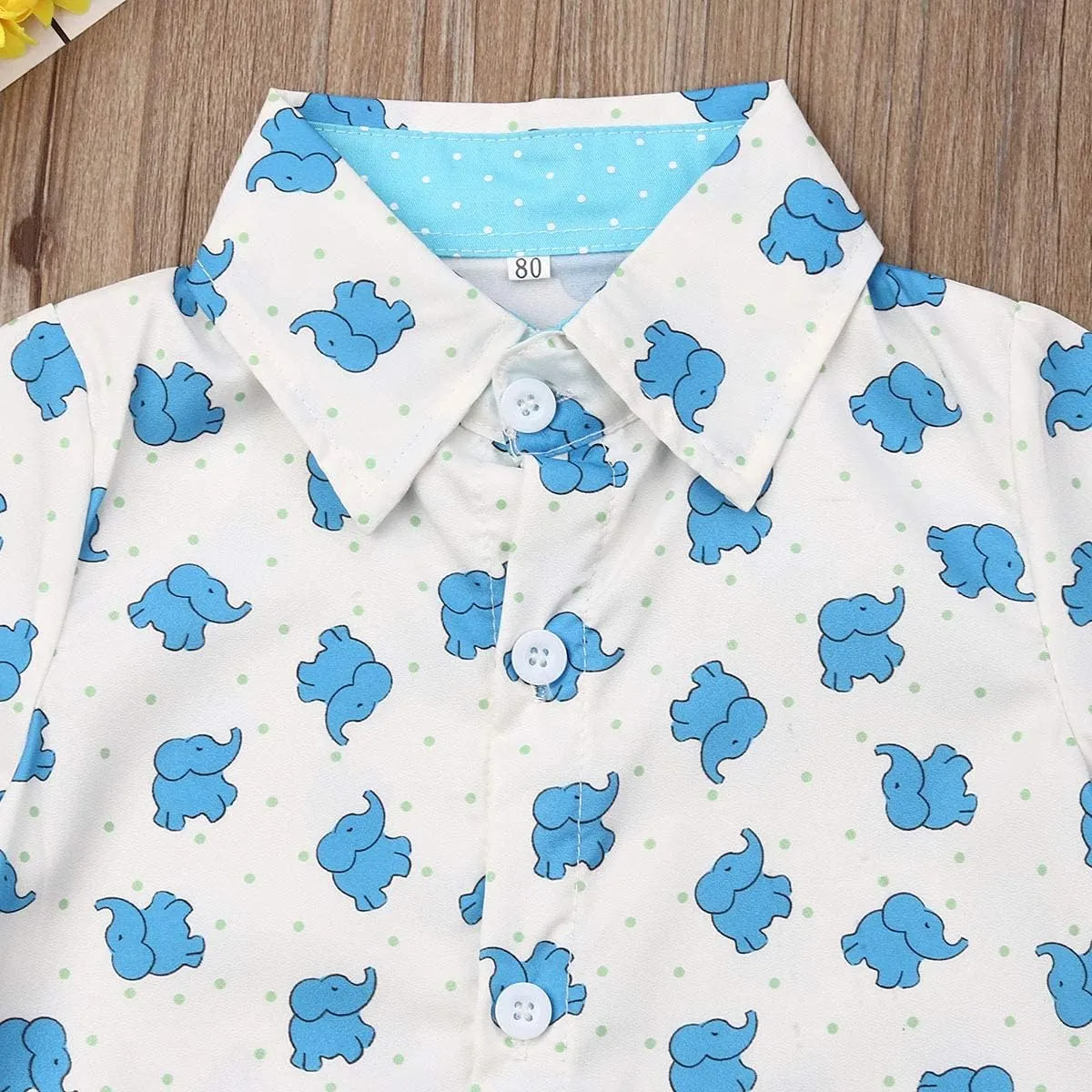 VISGOGO Toddler Baby Boy Flamingo Short Sleeve Button Down Shirt & Casual Shorts Set Summer Outfits 1-6 Years Clothes