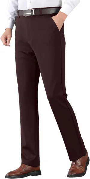 Wide Leg Pants for Men High Waist Straight Leg Zipper Pants Business Casual Pull on Office Work Trousers
