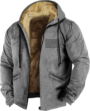 Winter Jackets for Men Fleece Sherpa Lined Warm Hoodie Jacket Heavyweight Sweatshirt Zip Up Sweatshirt Coat with Pockets