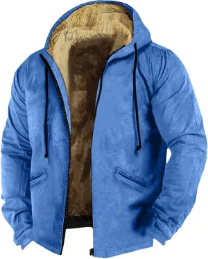 Winter Jackets for Men Fleece Sherpa Lined Warm Hoodie Jacket Heavyweight Sweatshirt Zip Up Sweatshirt Coat with Pockets