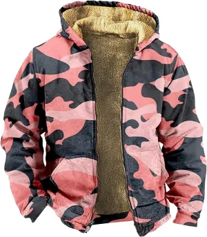 Winter Jackets for Men Fleece Sherpa Lined Warm Jacket Coat Heavyweight Sweatshirt Hoodie Zip Up Sweatshirt with Pockets