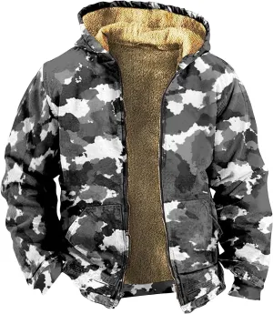 Winter Jackets for Men Fleece Sherpa Lined Warm Jacket Coat Heavyweight Sweatshirt Hoodie Zip Up Sweatshirt with Pockets