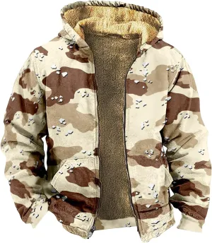 Winter Jackets for Men Fleece Sherpa Lined Warm Jacket Hoodie Heavyweight Sweatshirt Coat Zip Up Sweatshirt with Pockets