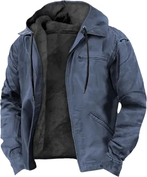 Winter Jackets for Men Fleece Sherpa Lined Warm Zip Up Sweatshirt Hoodie Heavyweight Sweatshirt Jacket Coat with Pockets