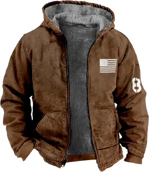 Winter Jackets for Men Heavyweight Sweatshirt Jacket Zip Up Sweatshirt Fleece Sherpa Lined Warm Hoodie Coat with Pockets