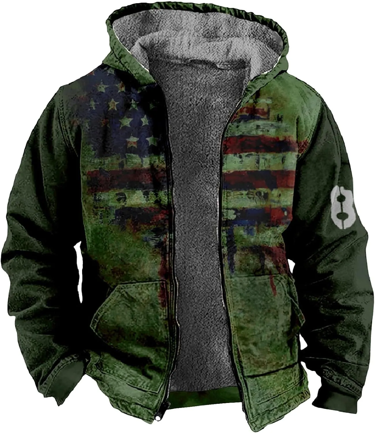 Winter Jackets for Men Heavyweight Sweatshirt Jacket Zip Up Sweatshirt Fleece Sherpa Lined Warm Hoodie Coat with Pockets