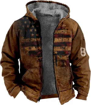 Winter Jackets for Men Heavyweight Sweatshirt Jacket Zip Up Sweatshirt Fleece Sherpa Lined Warm Hoodie Coat with Pockets