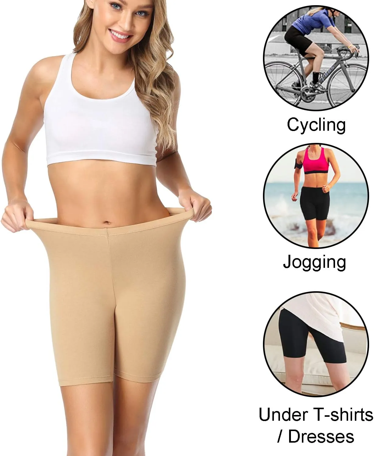 wirarpa Women's Anti Chafing Cotton Underwear Boy Shorts Long Leg Boyshorts Panties 3 Pack