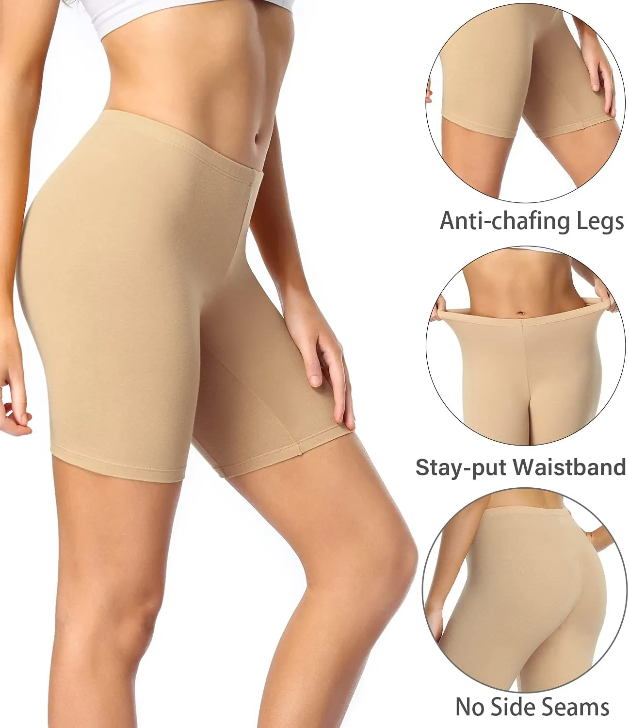 wirarpa Women's Anti Chafing Cotton Underwear Boy Shorts Long Leg Boyshorts Panties 3 Pack