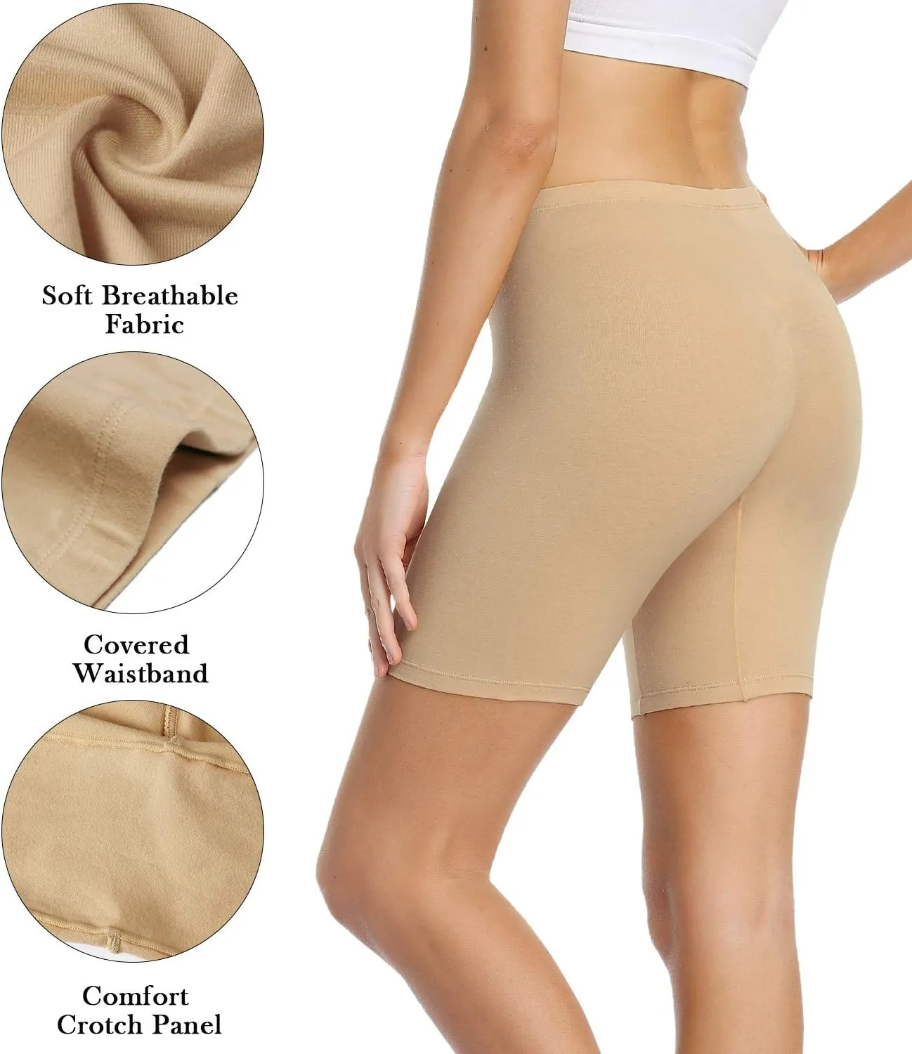 wirarpa Women's Anti Chafing Cotton Underwear Boy Shorts Long Leg Boyshorts Panties 3 Pack