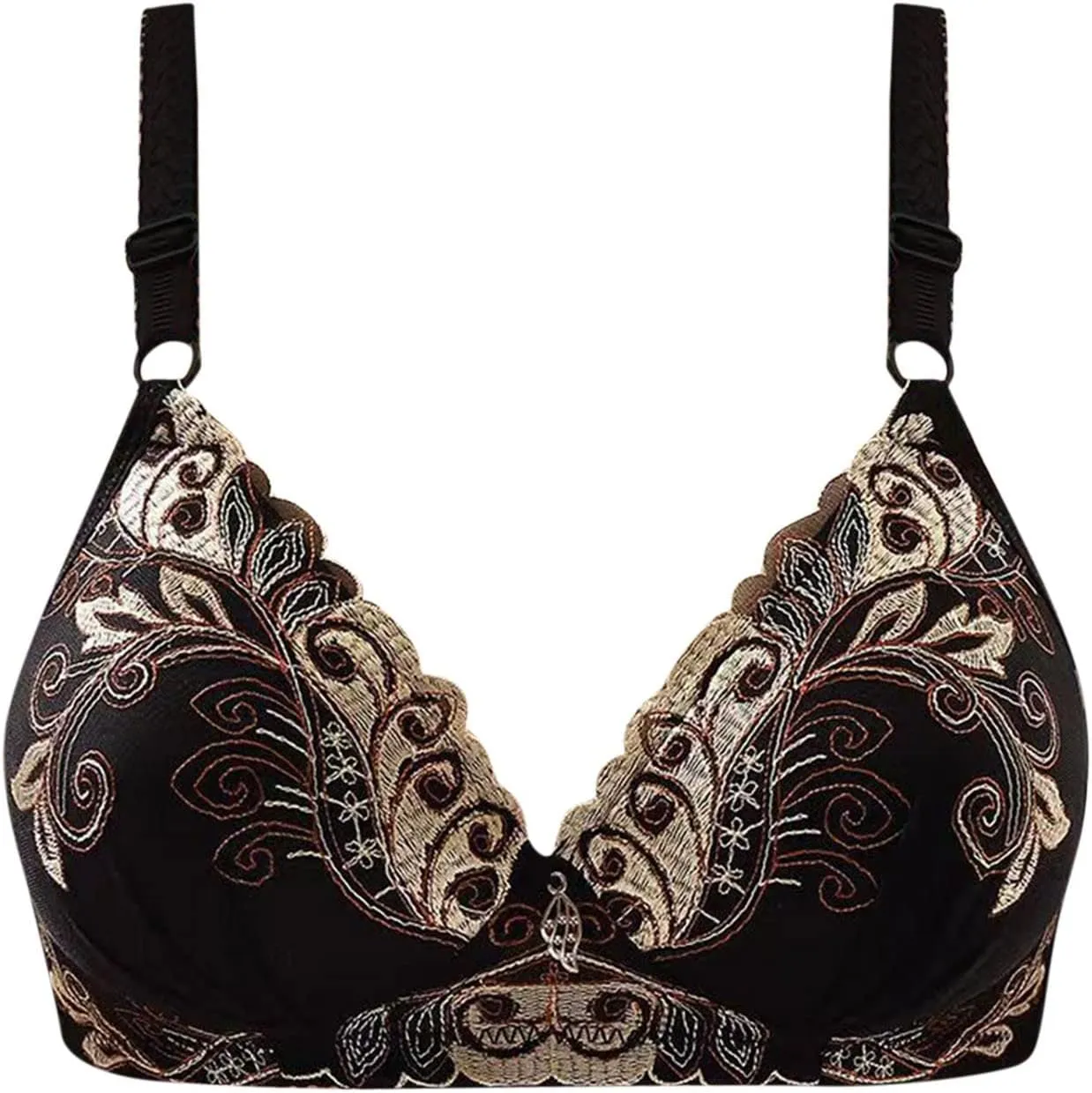 Women Beautifully Embroidered Floral Bras Push Up Pair Breast Support Comfort Bra Thin Fashion Bralette Work Underwear