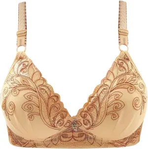 Women Beautifully Embroidered Floral Bras Push Up Pair Breast Support Comfort Bra Thin Fashion Bralette Work Underwear