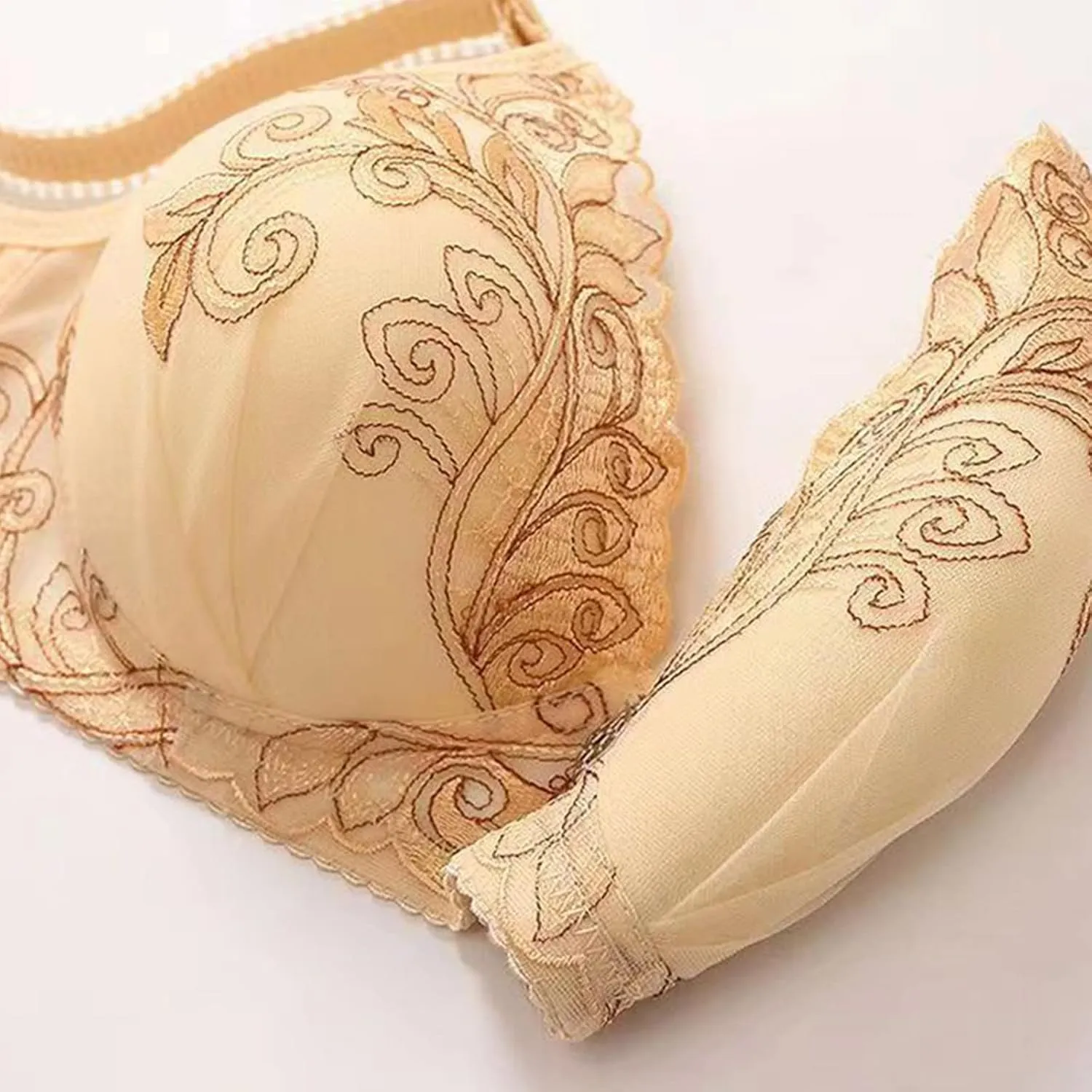 Women Beautifully Embroidered Floral Bras Push Up Pair Breast Support Comfort Bra Thin Fashion Bralette Work Underwear