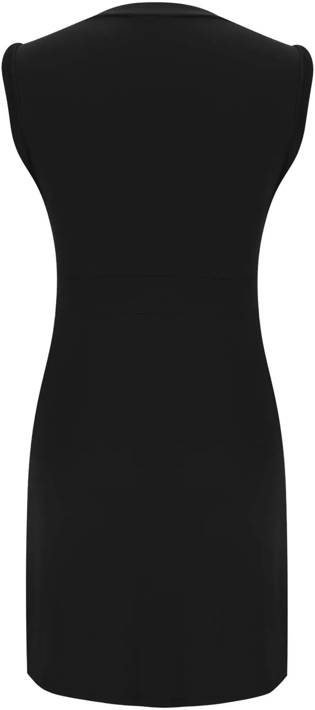 Women Casual Summer Dresses Sleeveless Elegant Midi Dress Decorative Button Ribbed Knitted Sundress Party Cocktail