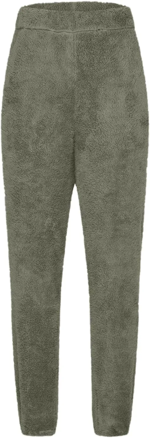 Women Cute Bear Plush Pajama Pants Soft Fluffy Fleece Warm Pjs Bottoms Sleepwear Winter Comfy Fuzzy Lounge Pants