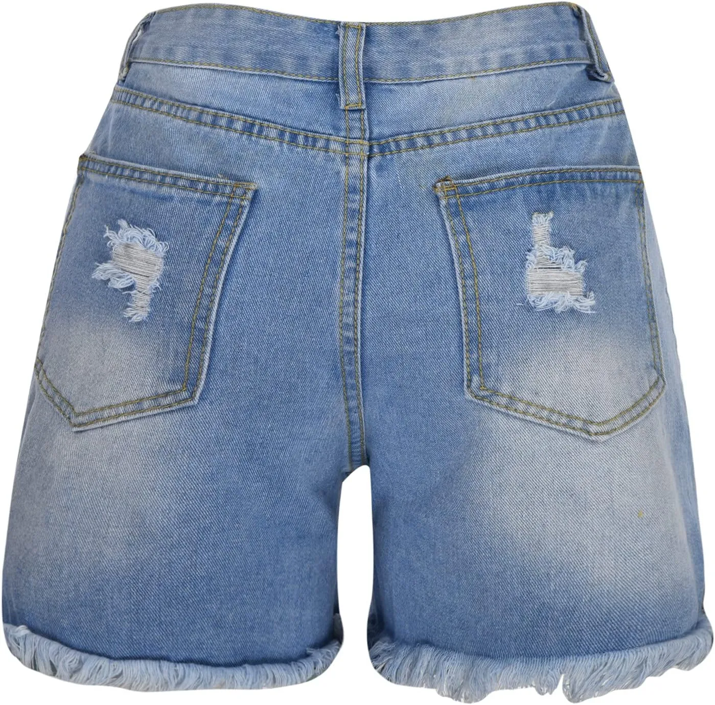 Women Jean Shorts 2025 Summer High Waisted Stretchy Distressed Denim Shorts Ripped Frayed Raw Hem Casual Hot Shorts