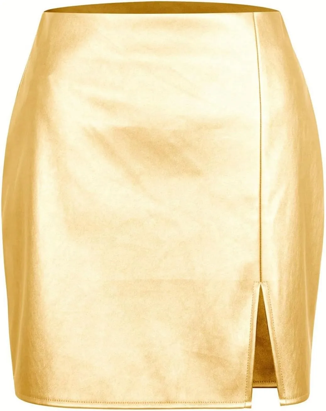 Women Neon Leather Bodycon Mini Skirt Skirts Sexy Shiny Liquid Metallic Wet Look Latex Skirt, 3X-Large, Black