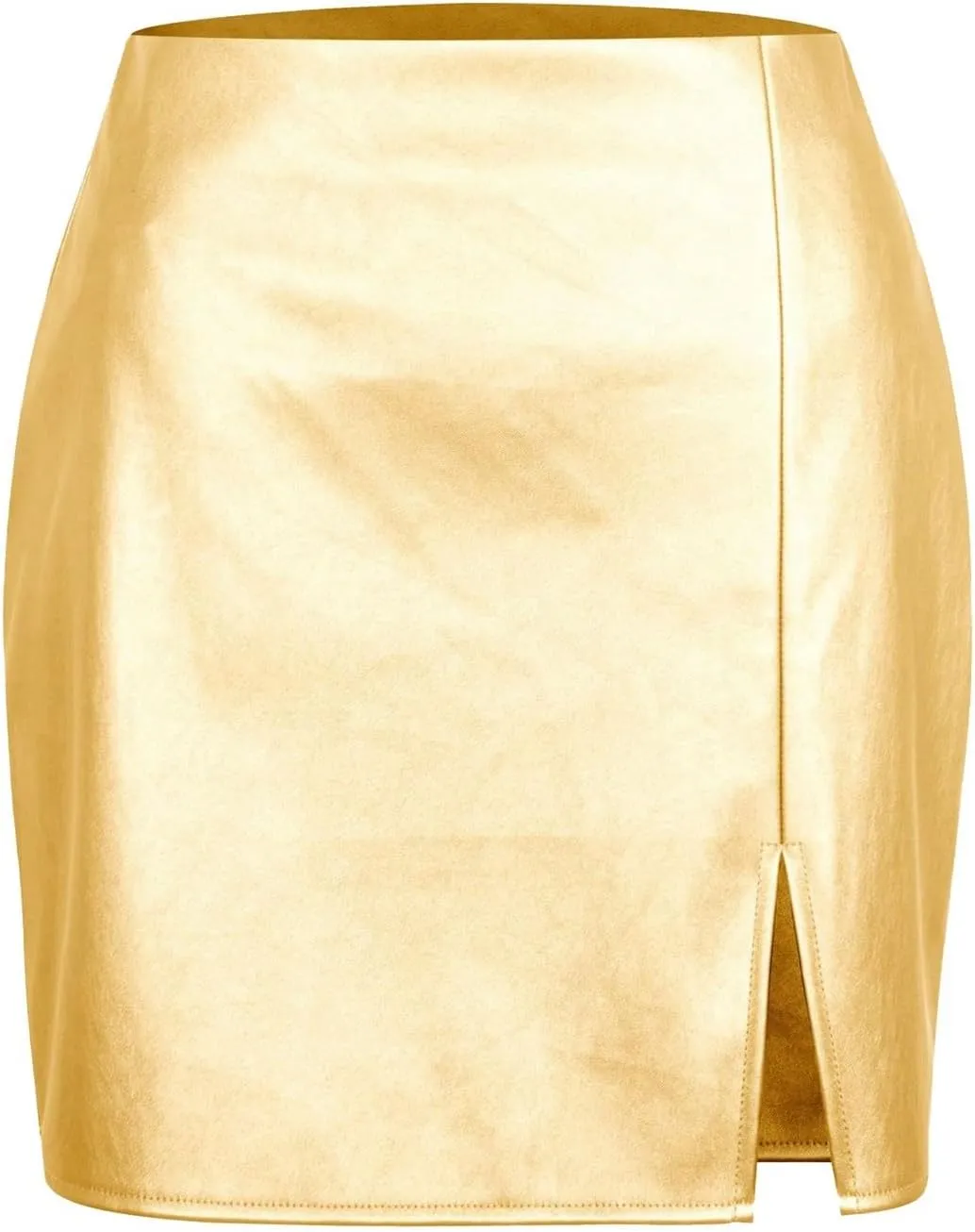 Women Neon Leather Bodycon Mini Skirt Skirts Sexy Shiny Liquid Metallic Wet Look Latex Skirt, 3X-Large, Black