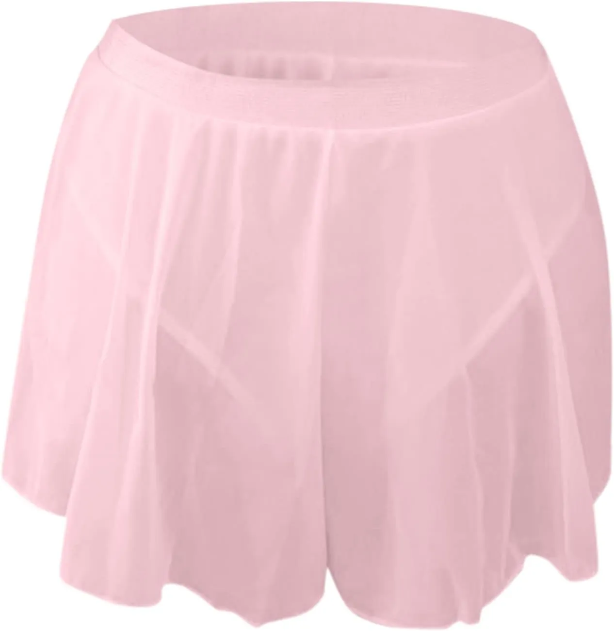 Women Pleated Mini Skirt Sexy Lace Ruffle Solid See Through Sheer Micro Mini Skirt Lingerie Short Skirts
