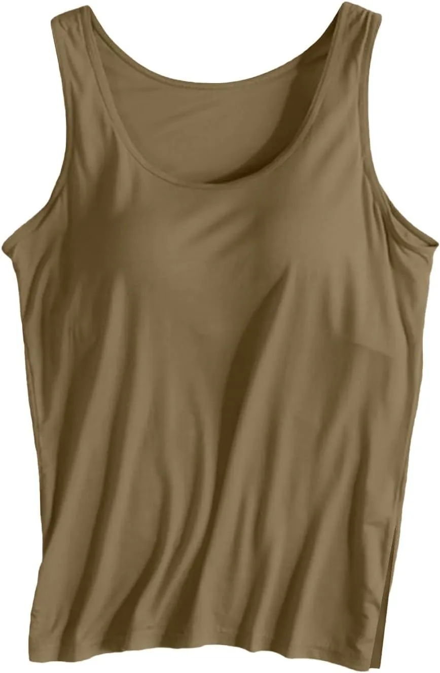 Women Rib Tank Tops with Built in Bras Summer Y2K Yoga Camisoles for Casual Fitness Workout Outfits Undershirts Cami