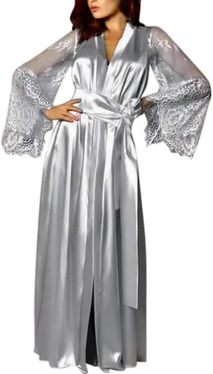 Women Satin Long Nightdress Silk Lace Lingerie Nightgown Sleepwear Sexy Robe Hot Lingerie Set