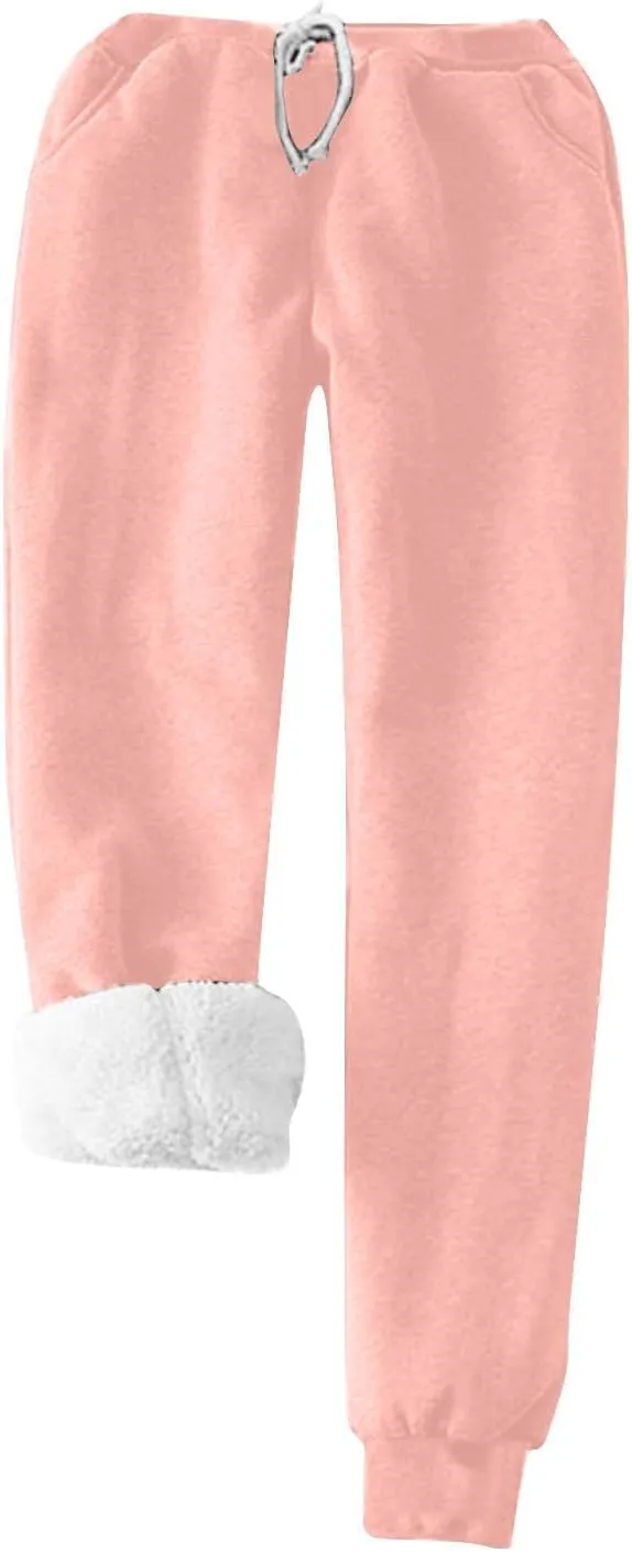 Women Sherpa Fleece Lined Sweatsuit Letter Print Winter Warm Crewneck Tops Joggers 2 Piece Outfit Tracksuits