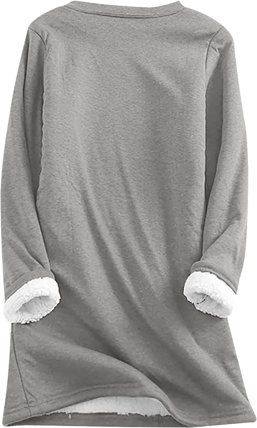 Women Sherpa Fleece Lined Sweatsuit Letter Print Winter Warm Crewneck Tops Joggers 2 Piece Outfit Tracksuits