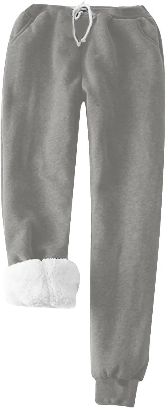 Women Sherpa Fleece Lined Sweatsuit Letter Print Winter Warm Crewneck Tops Joggers 2 Piece Outfit Tracksuits
