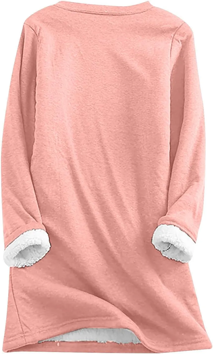 Women Sherpa Fleece Lined Sweatsuit Letter Print Winter Warm Crewneck Tops Joggers 2 Piece Outfit Tracksuits