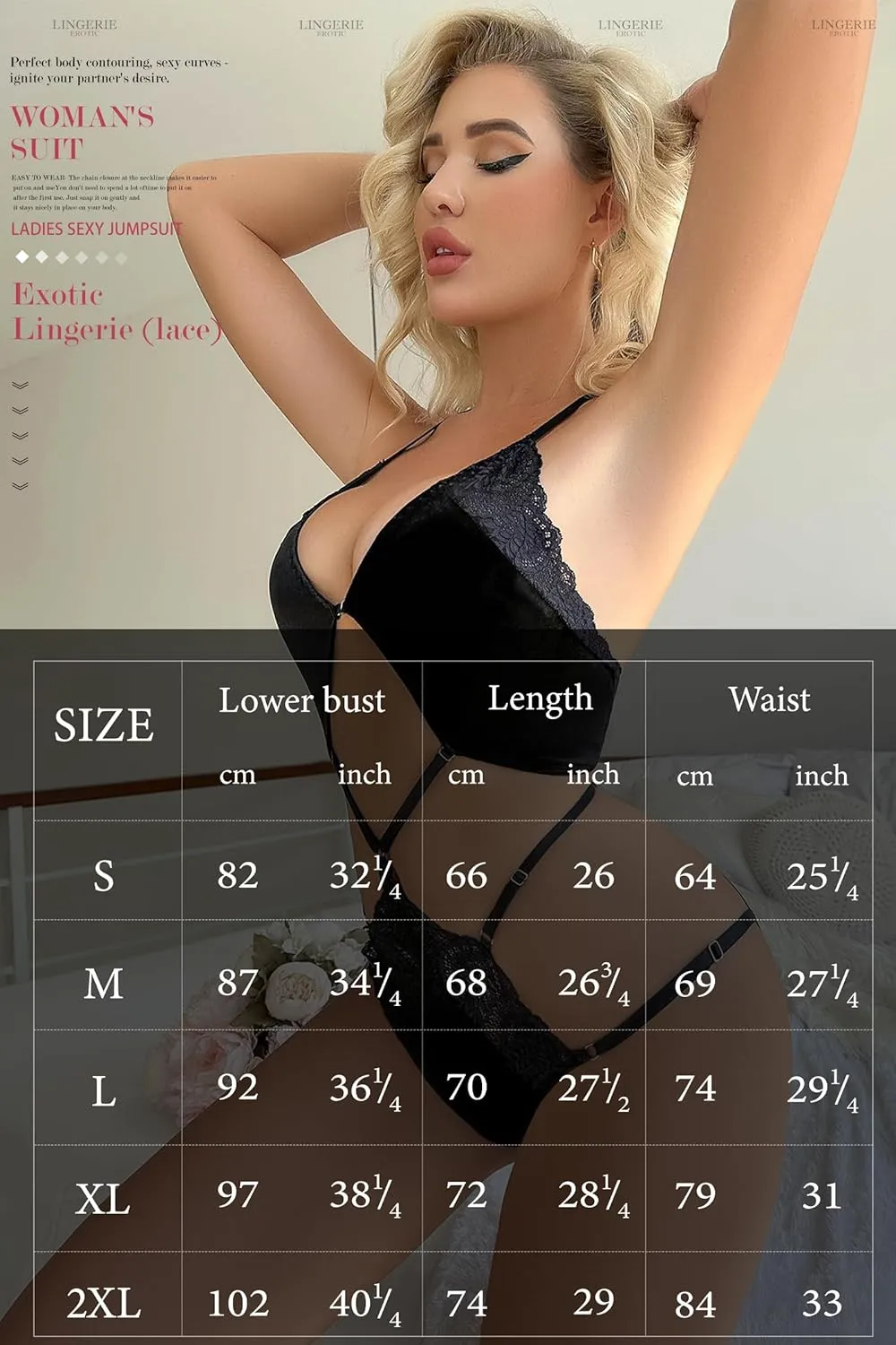 Women Snap Crotch Lingerie Sexy One Piece Lace Teddy Lingerie Deep V Mini Bodysuit Scallop Trim Bridal Babydoll