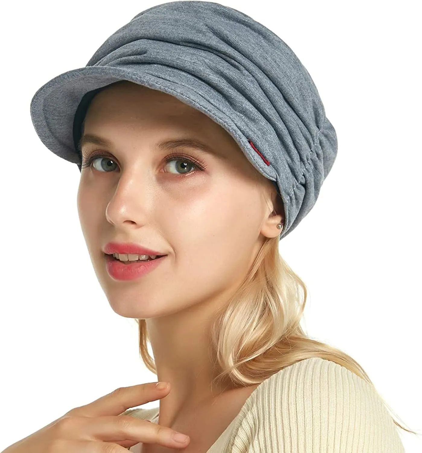 Women Soft-Brimmed Pleated Cap Soft Breathable Cozy Stretchy Baseball Caps Flat Top Caps