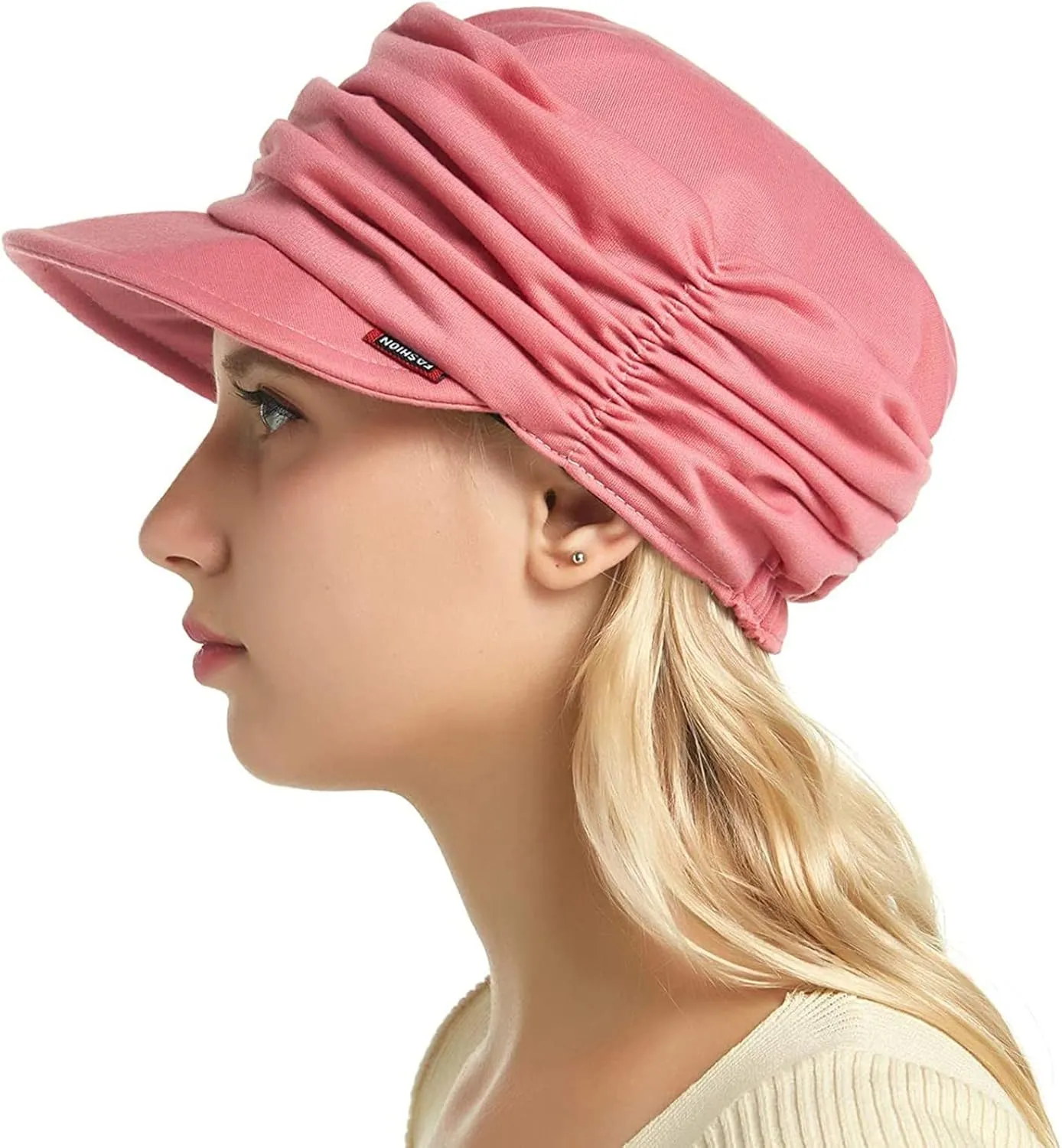 Women Soft-Brimmed Pleated Cap Soft Breathable Cozy Stretchy Baseball Caps Flat Top Caps