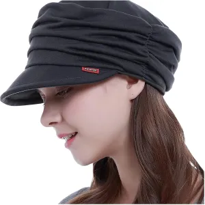Women Soft-Brimmed Pleated Cap Soft Breathable Cozy Stretchy Baseball Caps Flat Top Caps