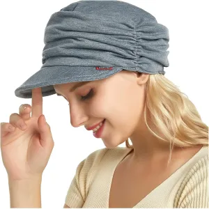 Women Soft-Brimmed Pleated Cap Soft Breathable Cozy Stretchy Baseball Caps Flat Top Caps