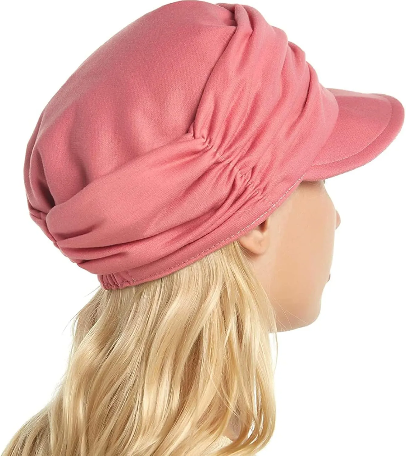 Women Soft-Brimmed Pleated Cap Soft Breathable Cozy Stretchy Baseball Caps Flat Top Caps