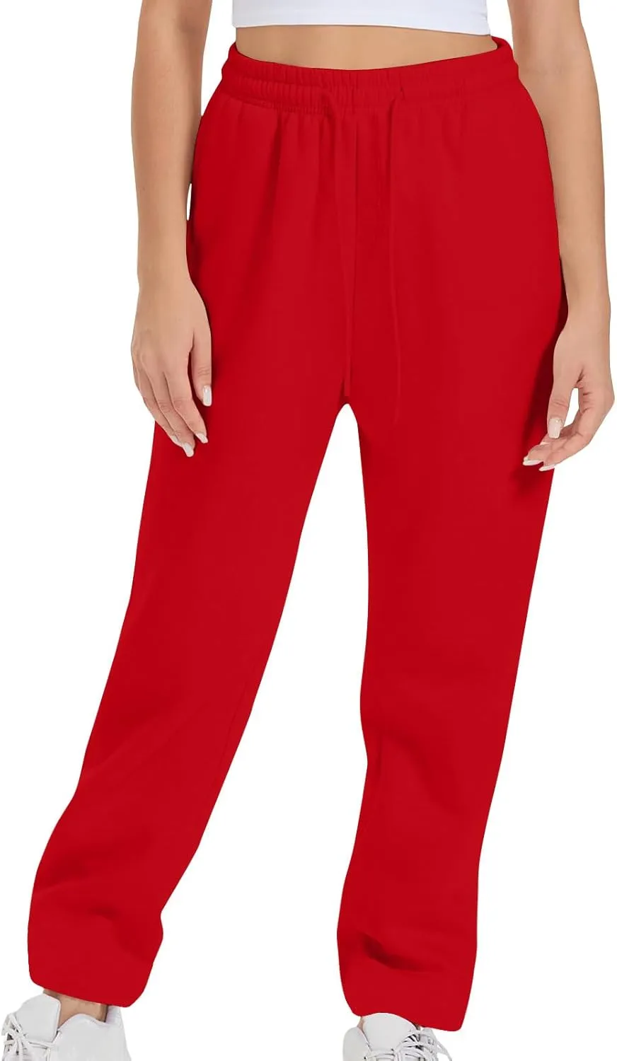 Women Straight Leg Sweatpants Fleece Lined Baggy Loose Lounge Pants Spring Fall Outfits Athletic Joggers with Pocket
