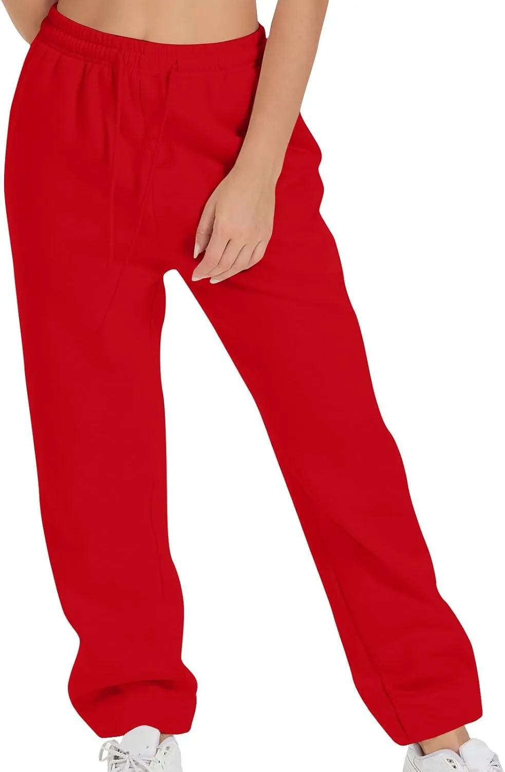Women Straight Leg Sweatpants Fleece Lined Baggy Loose Lounge Pants Spring Fall Outfits Athletic Joggers with Pocket