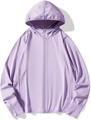 Women UPF 50  UV Sun Protection Jacket Soft Smooth Fast Dry Running Shirts Rash Guard Shirt Hooded with Pockets